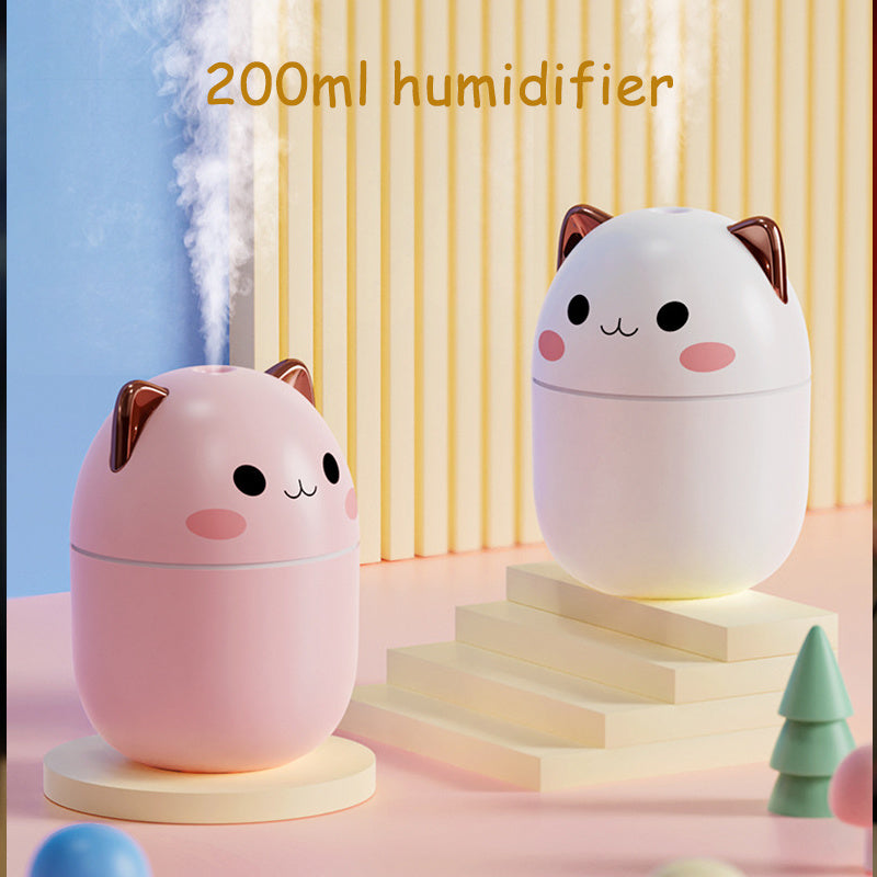 Cute Cat Air Humidifier – Ultra-Silent USB Aromatherapy Diffuser with LED Cool Mist