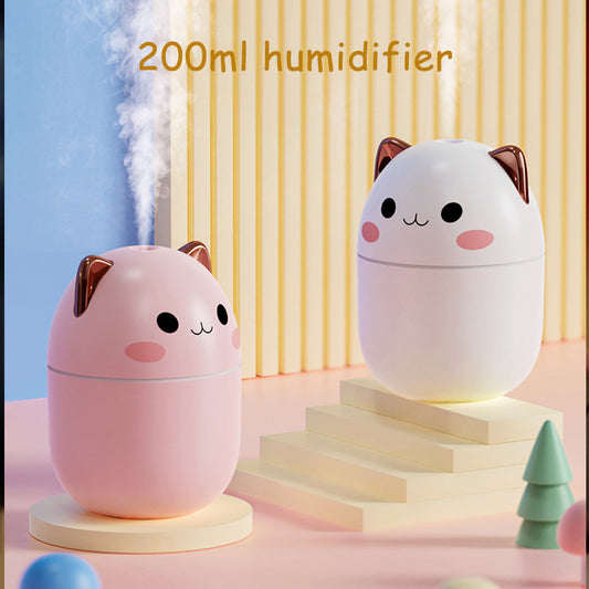 Cute Cat Air Humidifier – Ultra-Silent USB Aromatherapy Diffuser with LED Cool Mist