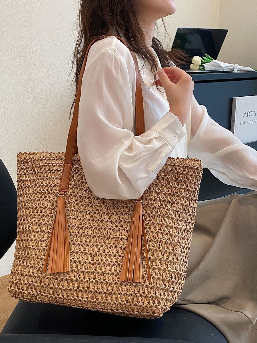 Large Capacity Handmade Storage Cotton And Linen Shoulder Bag