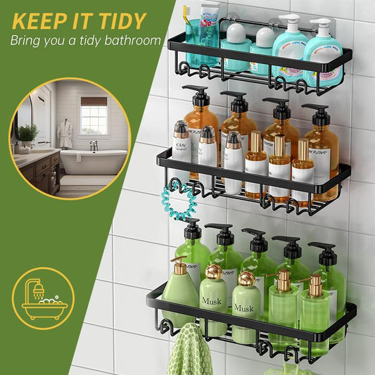 Heavy-duty Wall-mounted Shower Shelf Storage 2 Pack, Including Soap Dish And Toothbrush Holder, Suitable For Bathroom, Home And Kitchen, Black