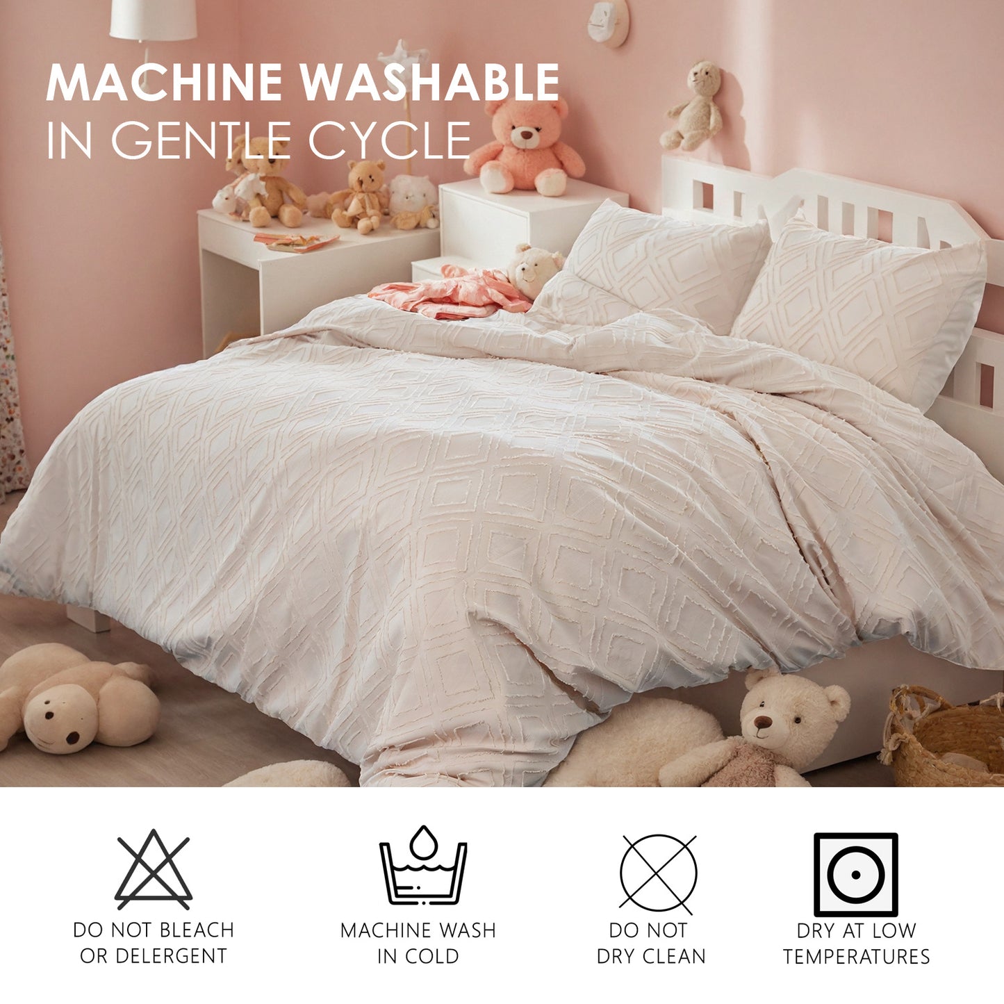 Bohemian Style Quilt Cover Set, Cut Flower Quilt Cover,  Tufted Quilt Cover Three-piece Set, One Quilt Cover And Two Pillowcases,  Washable And Machine Washable Without Shrinkage,  Suitable For Hotels