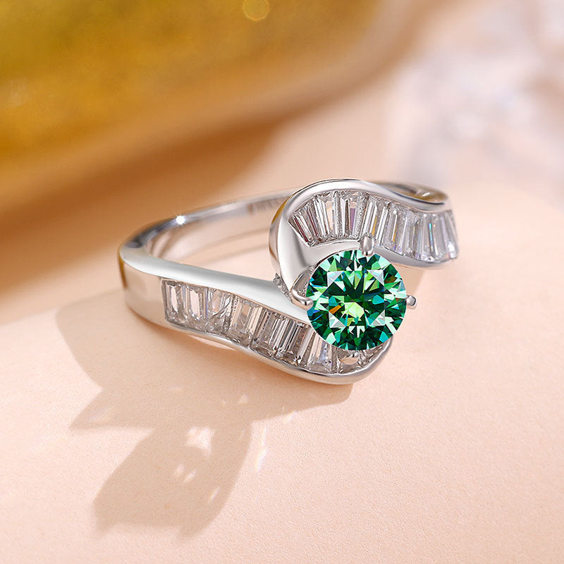 Personality Silver Inlaid Zircon Women's Ring Colorfast Zircon