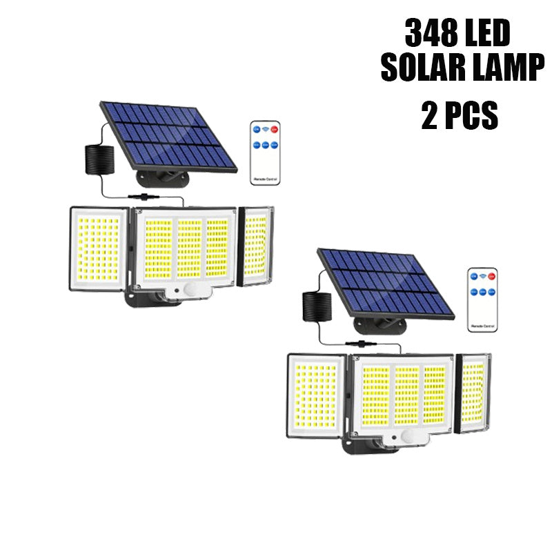 Waterproof Solar Outdoor Light Street Light 348LED 3 Side Adjustable Strap Remote Control