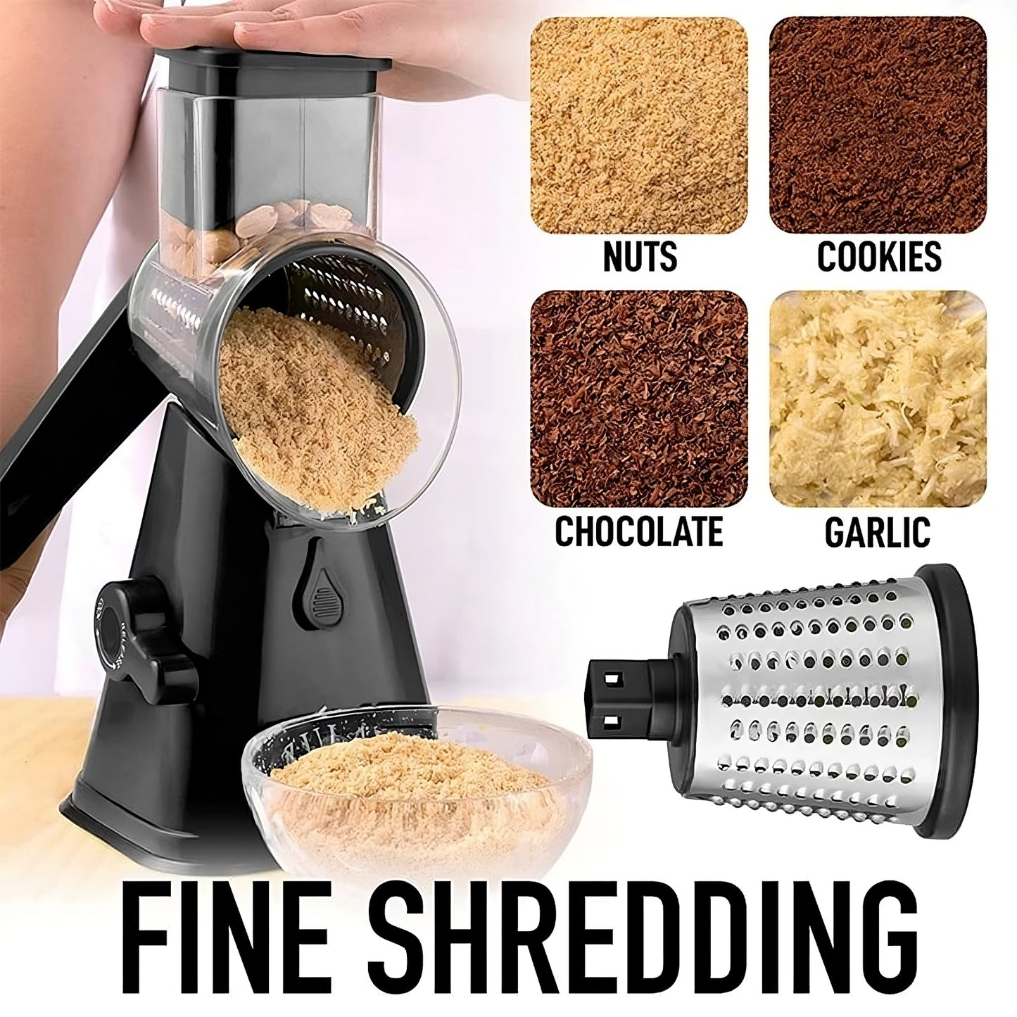 3-in-1 Rotary Cheese Grater & Vegetable Slicer