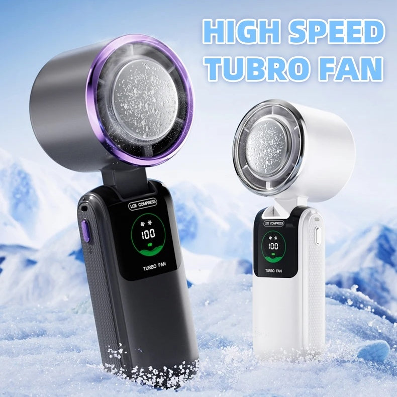 Ice Pack High-Speed Handheld Electric Fan Speed Adjustable Folding Mini USB Fan Portable Outdoor Hanging Neck Small Fan