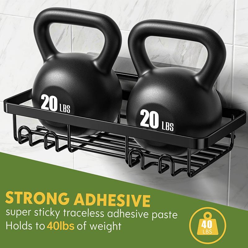 Heavy-duty Wall-mounted Shower Shelf Storage 2 Pack, Including Soap Dish And Toothbrush Holder, Suitable For Bathroom, Home And Kitchen, Black