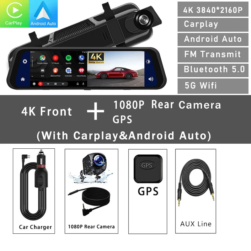 Dash Cam Mirror Screen 4K