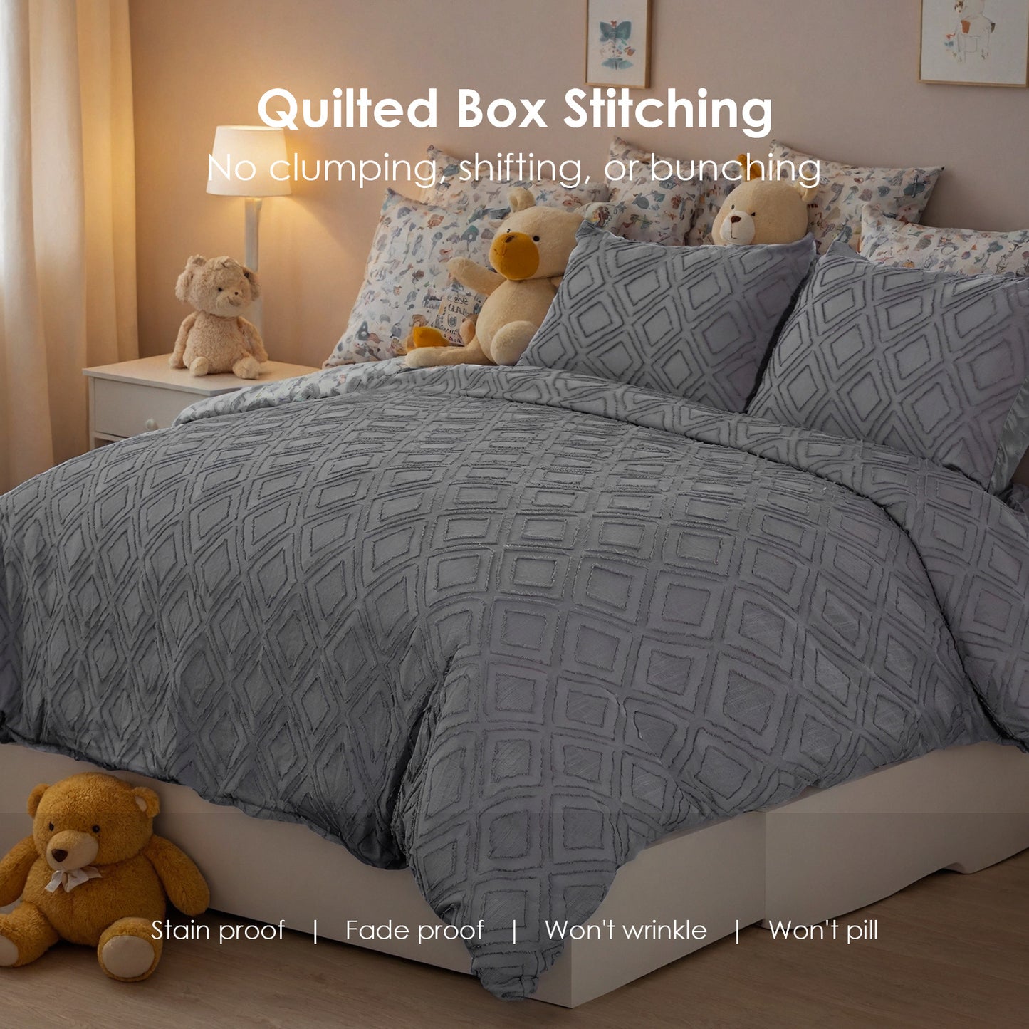 Bohemian Style Quilt Cover Set, Cut Flower Quilt Cover,  Tufted Quilt Cover Three-piece Set, One Quilt Cover And Two Pillowcases,  Washable And Machine Washable Without Shrinkage,  Suitable For Hotels