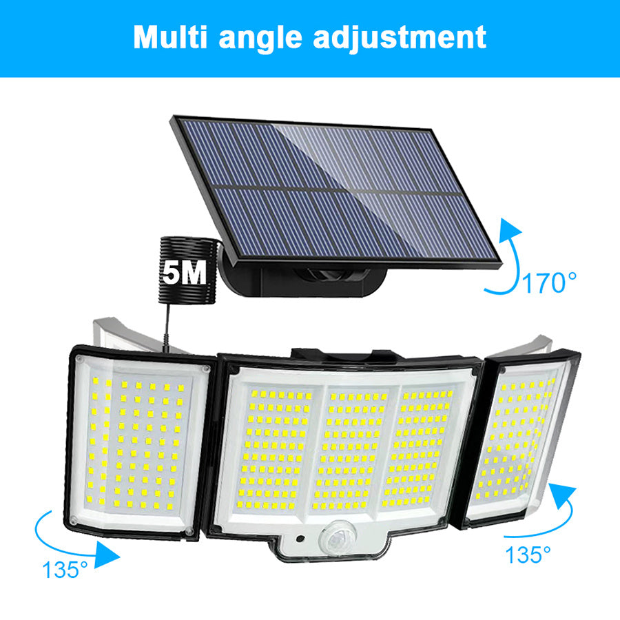 Waterproof Solar Outdoor Light Street Light 348LED 3 Side Adjustable Strap Remote Control