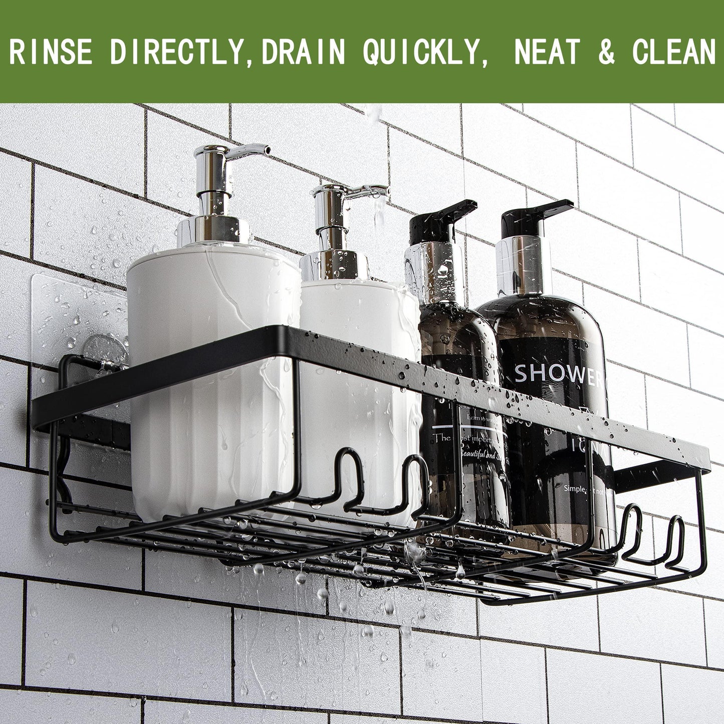 Heavy-duty Wall-mounted Shower Shelf Storage 2 Pack, Including Soap Dish And Toothbrush Holder, Suitable For Bathroom, Home And Kitchen, Black