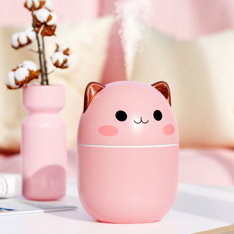 Cute Cat Air Humidifier – Ultra-Silent USB Aromatherapy Diffuser with LED Cool Mist