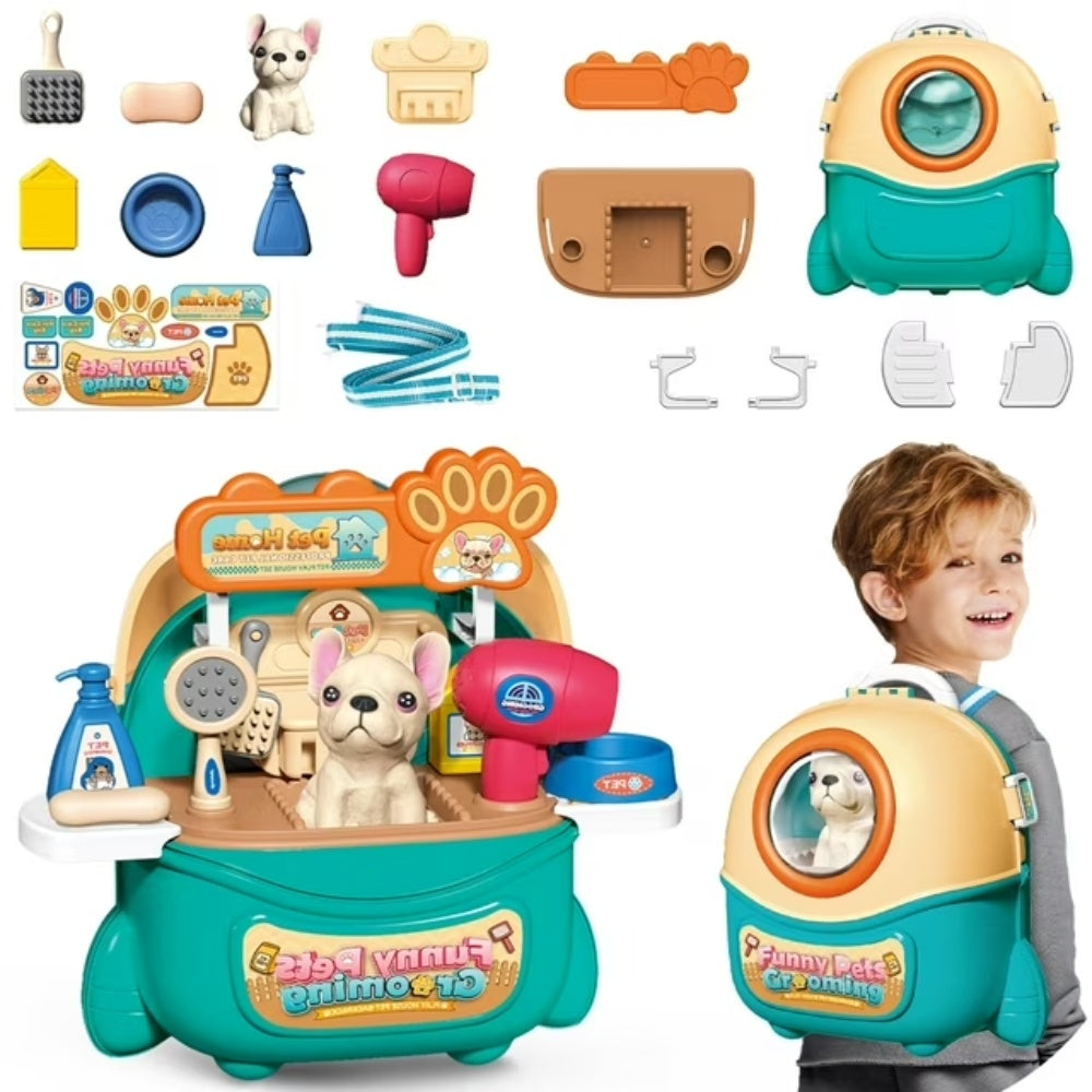 Pet Dog Care Play Set Doctor Kit For Kids 16 Pcs Pretend Vet Grooming Toys